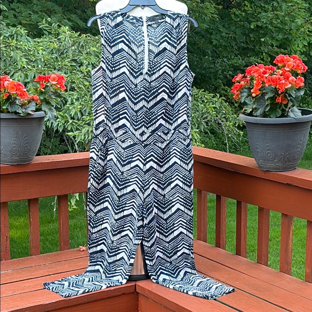 J. Crew Navy and White Patterned Dress-NWOT-No Flaws